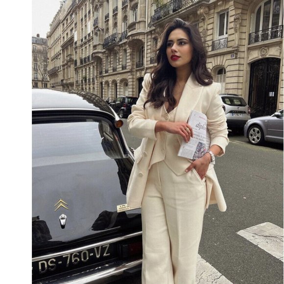 ZARA DOUBLE BREASTED LONG BLAZER COAT JACKET & TROUSERS - Picture 9 of 14